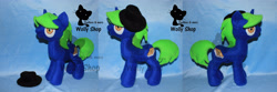 Size: 3024x1000 | Tagged: safe, artist:wollyshop, oc, oc only, oc:rising sunshine, equine, fictional species, mammal, pony, unicorn, feral, friendship is magic, hasbro, my little pony, clothes, hat, horn, irl, male, photo, photographed artwork, plushie, solo, solo male, stallion, tail