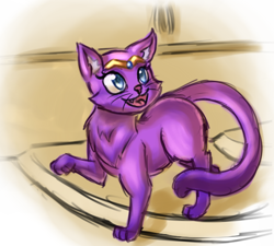 Size: 600x539 | Tagged: safe, artist:countaile, shantae (shantae), cat, feline, fictional species, genie, mammal, feral, shantae (series), catified, female, feralized, implied transformation, solo, solo female, species swap, tail