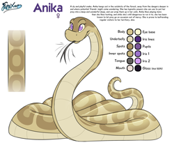 Size: 3000x2500 | Tagged: safe, artist:fluffyxai, oc, oc only, oc:anika, reptile, snake, feral, character name, color palette, cute, female, high res, reference sheet, scales, simple background, snake tail, snek, solo, solo female, tail, white background