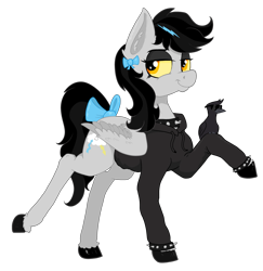 Size: 4014x4124 | Tagged: safe, artist:paskanaakka, oc, oc only, oc:lightning dee, bird, corvid, crow, equine, fictional species, mammal, pegasus, pony, songbird, feral, friendship is magic, hasbro, my little pony, 2019, absurd resolution, accessories, black hair, black mane, black tail, bow, choker, clothes, colored hooves, colored sclera, commission, cool crow, cutie mark, digital art, duo, ear fluff, emo, eyeliner, eyeshadow, female, fluff, folded wings, fur, glasses, gray fur, hair, hair bow, hair ornament, happy, hoodie, hooves, makeup, male, mane, mare, meta, orange eyes, perching, raised leg, ribbon, simple background, smiling, smug, spiked choker, spiked wristband, standing, sunglasses, tail, tail bow, topwear, transparent background, wings, wristband