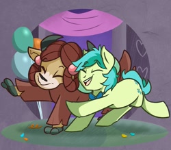 Size: 900x787 | Tagged: safe, artist:modularpon, sandbar (mlp), yona (mlp), earth pony, equine, fictional species, mammal, pony, yak, feral, friendship is magic, hasbro, my little pony, cute, dancing, duo, female, hair, male, male/female, mane, shipping, smiling, tail, yonabar (mlp)
