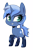 Size: 2400x3600 | Tagged: safe, artist:sakukitty, oc, oc only, oc:double colon, equine, fictional species, mammal, pony, unicorn, feral, friendship is magic, hasbro, my little pony, blue fur, blue hair, chibi, clothes, commission, cutie mark, cyan eyes, dreamworks face, eyebrow through hair, eyebrows, female, fur, hair, high res, hooves, horn, raised leg, simple background, smiling, smirk, socks, solo, solo female, tail, three-quarter view, transparent background