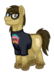 Size: 1450x2000 | Tagged: safe, artist:texasuberalles, oc, oc only, oc:bay mac, earth pony, equine, fictional species, mammal, pony, feral, friendship is magic, hasbro, my little pony, 2020, clothes, colored hooves, cutie mark, dorsal stripe, dun, freckles, glasses, hooves, looking at you, male, primitive markings, san antonio spurs, shirt, simple background, solo, solo male, stallion, t-shirt, three-quarter view, topwear, transparent background, unshorn fetlocks