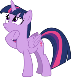 Size: 7515x8084 | Tagged: safe, artist:djdavid98, artist:uxyd, twilight sparkle (mlp), alicorn, equine, fictional species, mammal, pony, feral, cc by-sa, creative commons, friendship is magic, hasbro, my little pony, 2014, absurd resolution, blue hair, cutie mark, female, fur, hair, hooves, horn, looking up, mare, on model, pondering, purple eyes, purple fur, simple background, solo, solo female, tail, thinking, transparent background, vector, wings
