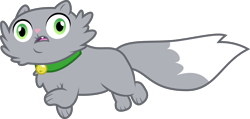 Size: 8217x3895 | Tagged: safe, artist:djdavid98, cat, feline, mammal, feral, cc by-sa, creative commons, friendship is magic, hasbro, my little pony, .ai available, .svg available, 2014, absurd resolution, bell, bell collar, cheek fluff, chest fluff, collar, fluff, fur, gray fur, green eyes, male, on model, open mouth, paws, running, simple background, solo, solo male, tail, teeth, transparent background, vector