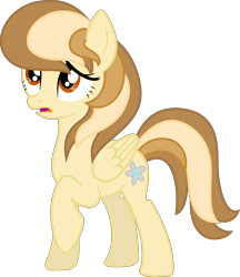 Size: 7094x8217 | Tagged: safe, artist:djdavid98, oc, oc only, oc:coffea, equine, fictional species, mammal, pegasus, pony, feral, friendship is magic, hasbro, my little pony, .ai available, .svg available, 2014, absurd resolution, brown eyes, brown hair, cutie mark, female, fur, hair, hooves, open mouth, raised leg, simple background, solo, solo female, tail, transparent background, vector, wings, worried, yellow fur