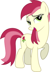 Size: 5691x8138 | Tagged: safe, artist:delectablecoffee, artist:djdavid98, artist:hawk9mm, roseluck (mlp), earth pony, equine, fictional species, mammal, pony, feral, friendship is magic, hasbro, my little pony, .ai available, .svg available, 2014, absurd resolution, bedroom eyes, cutie mark, female, flower, freely redistributable, fur, green eyes, hair, hooves, looking at you, on model, open mouth, raised leg, red hair, rose, simple background, solo, solo female, tail, transparent background, vector, white body, white fur