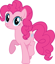 Size: 7111x8187 | Tagged: safe, artist:djdavid98, artist:intbrony, pinkie pie (mlp), earth pony, equine, fictional species, mammal, pony, feral, friendship is magic, hasbro, my little pony, .ai available, .svg available, 2015, absurd resolution, blue eyes, cutie mark, female, fur, hair, hooves, looking at you, on model, pink fur, pink hair, raised leg, simple background, solo, solo female, tail, transparent background, vector