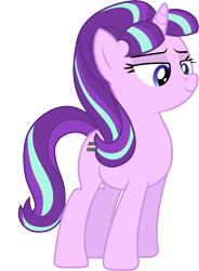 Size: 6521x8883 | Tagged: safe, artist:djdavid98, starlight glimmer (mlp), equine, fictional species, mammal, pony, unicorn, feral, friendship is magic, hasbro, my little pony, .ai available, 2015, absurd resolution, blue eyes, cutie mark, female, fur, hair, hooves, horn, leaning forward, looking down, on model, purple fur, purple hair, simple background, solo, solo female, tail, transparent background, vector