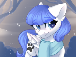 Size: 2732x2048 | Tagged: safe, artist:alphadesu, oc, oc only, oc:snow pup, equine, fictional species, mammal, pegasus, pony, feral, friendship is magic, hasbro, my little pony, clothes, female, heart eyes, high res, scarf, simple background, snow, snowfall, solo, solo female, wingding eyes, winter