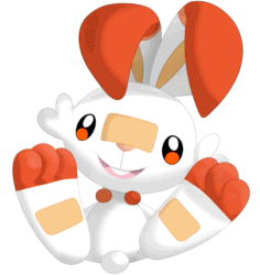 Size: 867x920 | Tagged: safe, artist:justis, fictional species, lagomorph, mammal, rabbit, scorbunny, feral, nintendo, pokémon, 2d, 2d animation, animated, ears, feet, foot focus, gif, looking at you, male, on model, paw pads, paws, red eyes, simple background, sitting, solo, solo male, starter pokémon, tail, white background