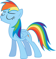 Size: 5000x5277 | Tagged: safe, artist:djdavid98, artist:embersatdawn, rainbow dash (mlp), equine, fictional species, mammal, pegasus, pony, feral, friendship is magic, hasbro, my little pony, .ai available, .svg available, 2015, absurd resolution, blue fur, cutie mark, eyes closed, female, fur, hair, hooves, on model, rainbow hair, simple background, singing, solo, solo female, tail, transparent background, vector, wings