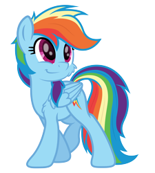 Size: 4000x4446 | Tagged: safe, artist:djdavid98, artist:pirill, rainbow dash (mlp), equine, fictional species, mammal, pegasus, pony, feral, friendship is magic, hasbro, my little pony, 2016, absurd resolution, blue fur, cheek fluff, chest fluff, cute, cutie mark, female, fluff, fur, hooves, looking back, magenta eyes, rainbow hair, simple background, solo, solo female, tail, transparent background, vector, walking, wings