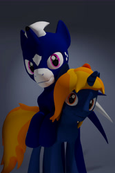 Size: 6000x9000 | Tagged: safe, artist:deedeeteearts, part of a set, oc, oc only, oc x oc, oc:cobalt flash, oc:flame gauge, equine, mammal, pony, feral, friendship is magic, hasbro, my little pony, 3d, absurd resolution, blender, couple, cyborg, duo, duo male, feral/feral, holiday, male, male/male, males only, shipping, stallion, valentine's day