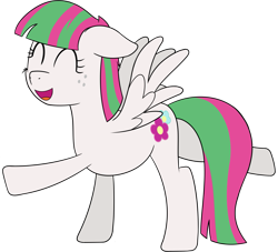 Size: 2033x1849 | Tagged: safe, artist:djdavid98, artist:pc012, blossomforth (mlp), equine, fictional species, mammal, pegasus, pony, feral, friendship is magic, hasbro, my little pony, 2017, cutie mark, eyes closed, female, floppy ears, freckles, fur, green hair, hair, hooves, newbie artist training grounds, on model, open mouth, pink hair, simple background, solo, solo female, spread wings, stretching, tail, transparent background, white fur, wings