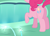Size: 1868x1360 | Tagged: safe, artist:djdavid98, pinkie pie (mlp), earth pony, equine, fictional species, mammal, pony, feral, friendship is magic, hasbro, my little pony, 2017, butt, cave, cave pool, cutie mark, female, flower, fur, hair, hooves, mirror pool (mlp), newbie artist training grounds, offscreen character, on model, pink fur, pink hair, raised leg, simple background, solo, solo female, tail