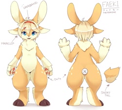 Size: 1500x1358 | Tagged: safe, artist:faeki_dk, oc, oc only, feridae, fictional species, mammal, anthro, unguligrade anthro, cloven hooves, female, hooves, paw pads, paws, reference sheet, solo, solo female, underpaw