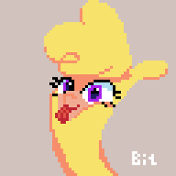 Size: 256x256 | Tagged: safe, artist:bitassembly, furbooru exclusive, paprika paca (tfh), alpaca, mammal, feral, them's fightin' herds, 1:1, blep, bust, female, low res, pixel art, simple background, solo, solo female, tongue, tongue out