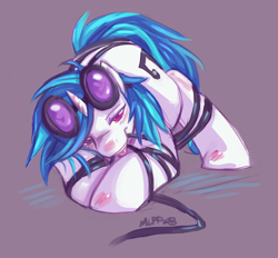 Size: 1280x1187 | Tagged: suggestive, artist:mlpfwb, vinyl scratch (mlp), equine, fictional species, mammal, pony, unicorn, feral, friendship is magic, hasbro, my little pony, bondage, face down ass up, female, glasses, horn, round glasses, solo, solo female, sunglasses