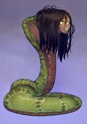 Size: 844x1200 | Tagged: safe, artist:caindraka, fictional species, mammal, reptile, snake, feral, humanoid, lamia, female, snake tail, solo, solo female, tail