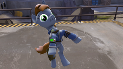 Size: 1920x1080 | Tagged: safe, artist:scout_guy, oc, oc only, oc:littlepip, equine, fictional species, mammal, pony, unicorn, feral, fallout equestria, fallout, friendship is magic, hasbro, my little pony, 16:9, 2020, 3d, atg 2020, bipedal, clothes, falling, fanfic, fanfic art, female, gritted teeth, hooves, horn, mare, newbie artist training grounds, pipbuck, solo, solo female, source filmmaker, tail, vault suit, wallpaper