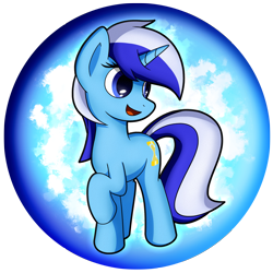 Size: 1024x1024 | Tagged: safe, artist:flamevulture17, minuette (mlp), equine, fictional species, mammal, pony, unicorn, feral, friendship is magic, hasbro, my little pony, commission, female, hair, hooves, horn, mane, mare, open mouth, orb, raised hoof, simple background, smiling, solo, solo female, tail, transparent background