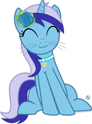 Size: 761x1024 | Tagged: safe, artist:arifproject, minuette (mlp), cat, equine, feline, fictional species, mammal, pony, unicorn, feral, friendship is magic, hasbro, my little pony, :3, behaving like a cat, catified, collar, cute, eyes closed, female, hair, hooves, horn, mane, mare, simple background, sitting, sitting catface meme, smiling, solo, solo female, species swap, tail, transparent background, vector, watermark, whiskers