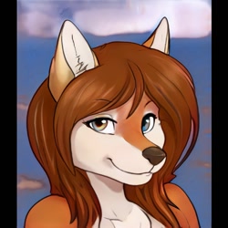 Size: 1024x1024 | Tagged: safe, artist:thisfursonadoesnotexist, oc, oc only, canine, fox, mammal, red fox, anthro, abstract background, ambiguous gender, artificial intelligence, bust, fur, neural network, solo, solo ambiguous