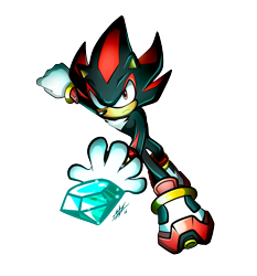 Size: 1885x2025 | Tagged: safe, artist:smudgeandfrank, shadow the hedgehog (sonic), hedgehog, mammal, anthro, sega, sonic the hedgehog (series), 2016, black fur, chaos emerald, chest fluff, clothes, digital art, fluff, fur, gloves, male, quills, red eyes, shoes, signature, simple background, sneakers, solo, solo male, transparent background