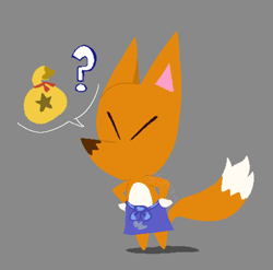 Size: 1388x1372 | Tagged: dead source, safe, artist:spookylovesboba, crazy redd (animal crossing), canine, fox, mammal, anthro, animal crossing, nintendo, 2020, fur, gray background, hand on hip, male, orange body, orange fur, shadow, simple background, solo, solo male, speech bubble, tail, white belly