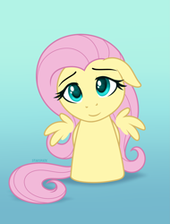 Size: 2655x3500 | Tagged: safe, artist:starshade, fluttershy (mlp), equine, fictional species, mammal, pegasus, pony, feral, friendship is magic, hasbro, my little pony, chibi, cute, female, gradient background, heart, heart eyes, high res, mare, simple background, solo, solo female, wingding eyes