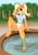 Size: 905x1280 | Tagged: suggestive, artist:aistarin, coco bandicoot (crash bandicoot), bandicoot, mammal, marsupial, anthro, plantigrade anthro, crash bandicoot (series), arm behind head, breasts, clothes, feet, female, flower, flower in hair, green eyes, hair, hair accessory, hot tub, looking at you, signature, smiling, solo, solo female, water