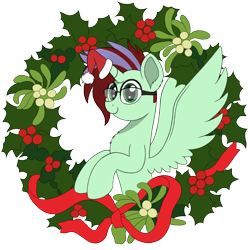 Size: 2560x2560 | Tagged: safe, artist:adjie, oc, oc only, oc:ember heartshine, alicorn, equine, fictional species, mammal, pony, feral, friendship is magic, hasbro, my little pony, clothes, commission, feathered wings, feathers, glasses, hat, high res, horn, male, simple background, smiling, solo, solo male, tail, transparent background, wings, ych result