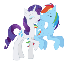 Size: 1450x1300 | Tagged: safe, artist:miss-twila, rainbow dash (mlp), rarity (mlp), equine, fictional species, mammal, pegasus, pony, unicorn, feral, friendship is magic, hasbro, my little pony, cutie mark, duo, duo female, eyes closed, feathered wings, feathers, female, female/female, feral/feral, flying, horn, mare, nuzzling, raridash (mlp), shipping, simple background, smiling, tail, transparent background, wings
