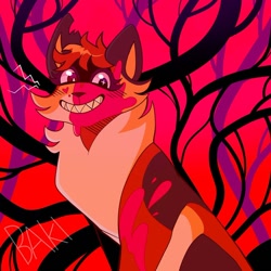 Size: 1024x1025 | Tagged: safe, artist:fuccing, mapleshade (warrior cats), cat, feline, mammal, feral, warrior cats, blood, female, forest, looking down, solo, solo female