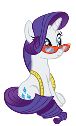 Size: 441x730 | Tagged: safe, artist:wcctnoam, rarity (mlp), equine, fictional species, mammal, pony, unicorn, feral, friendship is magic, hasbro, my little pony, blue eyes, coiled tail, cute, cutie mark, ears, female, fur, glasses, hair, horn, mane, mare, measuring tape, simple background, sitting, solo, solo female, tail, transparent background, vector, white body, white fur