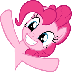 Size: 5000x5000 | Tagged: safe, artist:wcctnoam, pinkie pie (mlp), earth pony, equine, fictional species, mammal, pony, feral, friendship is magic, hasbro, my little pony, absurd resolution, female, grin, mare, peekaboo, simple background, smiling, solo, solo female, transparent background, vector