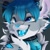 Size: 1280x1280 | Tagged: safe, artist:feve, oc, oc only, oc:archon (archoneclipse), big cat, feline, mammal, snow leopard, anthro, bell, blue eyes, blue hair, blue tongue, bust, collar, colored flesh, colored pupils, colored tongue, fangs, fur, gray background, hair, male, open mouth, portrait, sharp teeth, simple background, solo, solo male, teeth, tongue