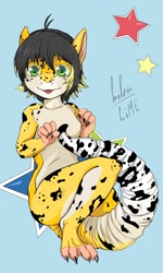 Size: 768x1280 | Tagged: safe, artist:blue_formalin, oc, oc only, gecko, leopard gecko, lizard, reptile, anthro, 2016, abstract background, signature, solo