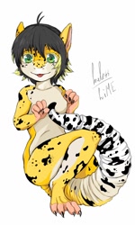 Size: 768x1280 | Tagged: safe, alternate version, artist:blue_formalin, oc, oc only, gecko, leopard gecko, lizard, reptile, anthro, 2016, background removed, blep, claws, ears, hair, looking at someone, looking at you, paws, scales, signature, simple background, solo, tail, tongue, tongue out, underpaw, white background