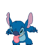 Size: 147x143 | Tagged: safe, artist:jemer86, stitch (lilo & stitch), alien, experiment (lilo & stitch), fictional species, semi-anthro, disney, lilo & stitch, 2008, 4 fingers, animated, big tongue, blue fur, ears, fur, gif, licking, low res, male, pixel animation, pixel art, simple background, solo, solo male, standing, tongue, tongue out, torn ear, white background