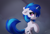 Size: 4000x2700 | Tagged: safe, artist:ifmsoul, vinyl scratch (mlp), equine, fictional species, mammal, pony, unicorn, feral, friendship is magic, hasbro, my little pony, blue hair, chest fluff, ear fluff, female, fluff, fur, hair, horn, looking at you, looking back, magenta eyes, mare, side view, simple background, solo, solo female, tail, tail fluff, white fur