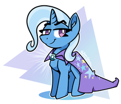 Size: 1750x1500 | Tagged: safe, artist:glimglam, trixie (mlp), equine, fictional species, mammal, pony, unicorn, feral, friendship is magic, hasbro, my little pony, female, horn, lidded eyes, looking at you, purple eyes, smiling, smirk, smug, solo, solo female