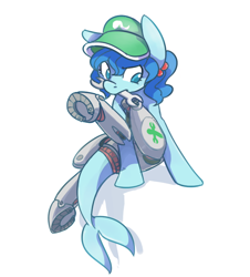 Size: 636x704 | Tagged: dead source, safe, artist:modern-warmare, nitori kawashiro (touhou), equine, fictional species, fish, hippocampus, mammal, pony, seapony, feral, friendship is magic, hasbro, my little pony, touhou, crossover, cyborg, female, feralized, fins, fish tail, furrified, mare, ponified, prosthetic leg, prosthetic limb, prosthetics, solo, solo female, species swap, tail, wrench