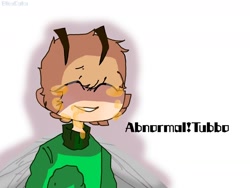 Size: 1280x960 | Tagged: safe, artist:bleul, animal humanoid, arthropod, bee, fictional species, insect, mammal, humanoid, minecraft, youtube, 2020, antennae, crying, male, simple background, solo, solo male, species swap, tubbo, white background, wings