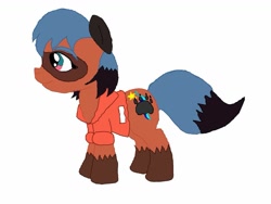 Size: 1031x775 | Tagged: safe, artist:alphyn adean, michiru kagemori (bna), canine, earth pony, equine, fictional species, hybrid, mammal, pony, raccoon dog, feral, bna: brand new animal, friendship is magic, hasbro, my little pony, crossover, female, ponified, solo, solo female, tail