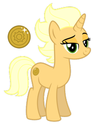 Size: 450x600 | Tagged: safe, artist:radomila radon, sungold (mlp), equine, fictional species, mammal, pony, unicorn, feral, friendship is magic, hasbro, my little pony, my little pony: the movie, .svg available, cutie mark, female, half-lidded eyes, headcanon, horn, lidded eyes, looking at you, mare, simple background, solo, solo female, svg, tail, transparent background, vector