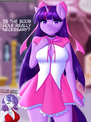 Size: 1197x1600 | Tagged: safe, artist:twistedscarlett60, rarity (mlp), twilight sparkle (mlp), alicorn, equine, fictional species, mammal, pony, unicorn, anthro, friendship is magic, hasbro, my little pony, 2020, anthrofied, blurred background, bottomwear, breasts, choker, cleavage, clothes, cute, dialogue, dress, duo, duo female, explicit source, female, horn, jewelry, mare, necklace, skirt, smiling, tail, talking, ungulate