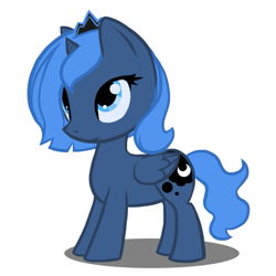 Size: 669x669 | Tagged: safe, artist:atticus83, princess luna (mlp), alicorn, equine, fictional species, mammal, pony, feral, cc by-nc-nd, creative commons, friendship is magic, hasbro, my little pony, crown, cute, feathered wings, feathers, female, filly, foal, folded wings, horn, simple background, solo, solo female, tail, white background, wings, young