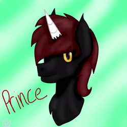 Size: 2449x2449 | Tagged: safe, artist:royal-snowflake, oc, oc only, equine, fictional species, mammal, pony, unicorn, feral, friendship is magic, hasbro, my little pony, 2018, bust, high res, horn, host, male, smiling, solo, solo male, stallion, yellow eyes